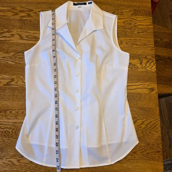 Jones New York Signature Womens S Sleeveless Button Down Shirt White Career Work - Picture 6 of 9